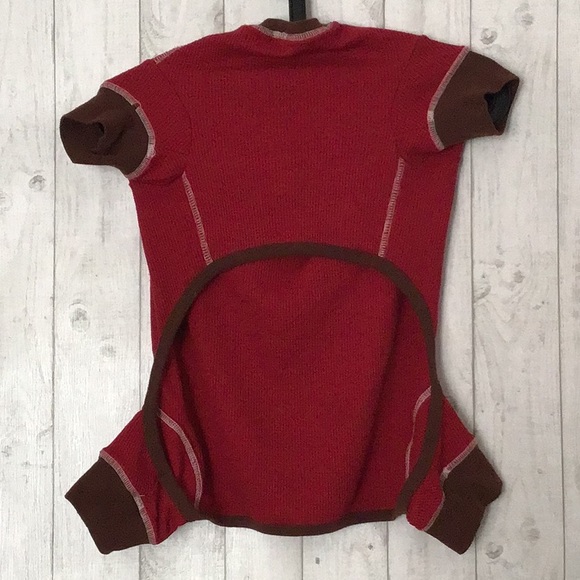 GUC Red And Brown Waffleweave Dog PJs - Picture 2 of 5